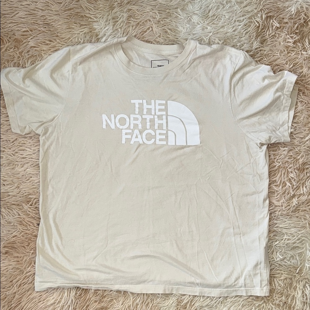 The North Face Beige Tee with White Logo - XL